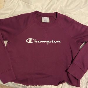 Purple Champion Hand-Cut Long Sleeve Crew Neck